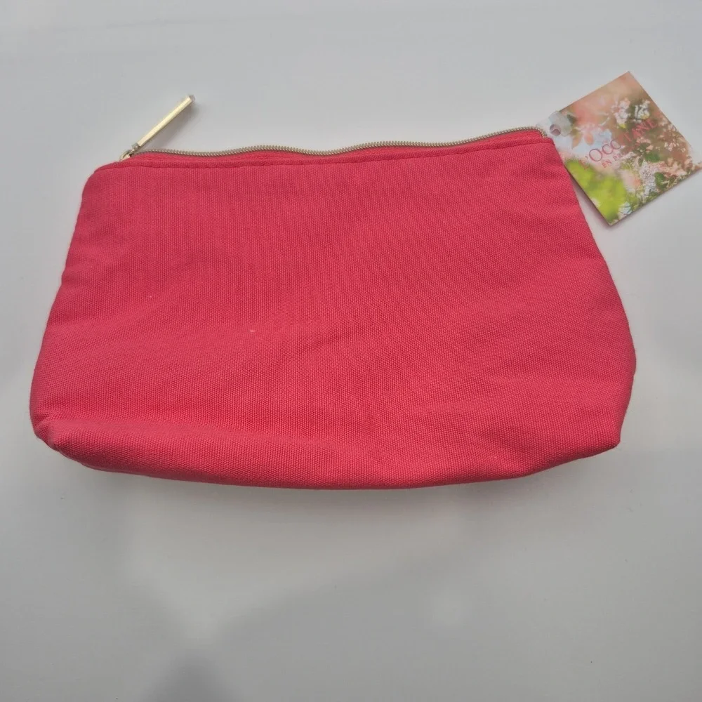 L'OCCITANE en Provence Pink Beige Fabric Makeup Bag with Zipper Pouch